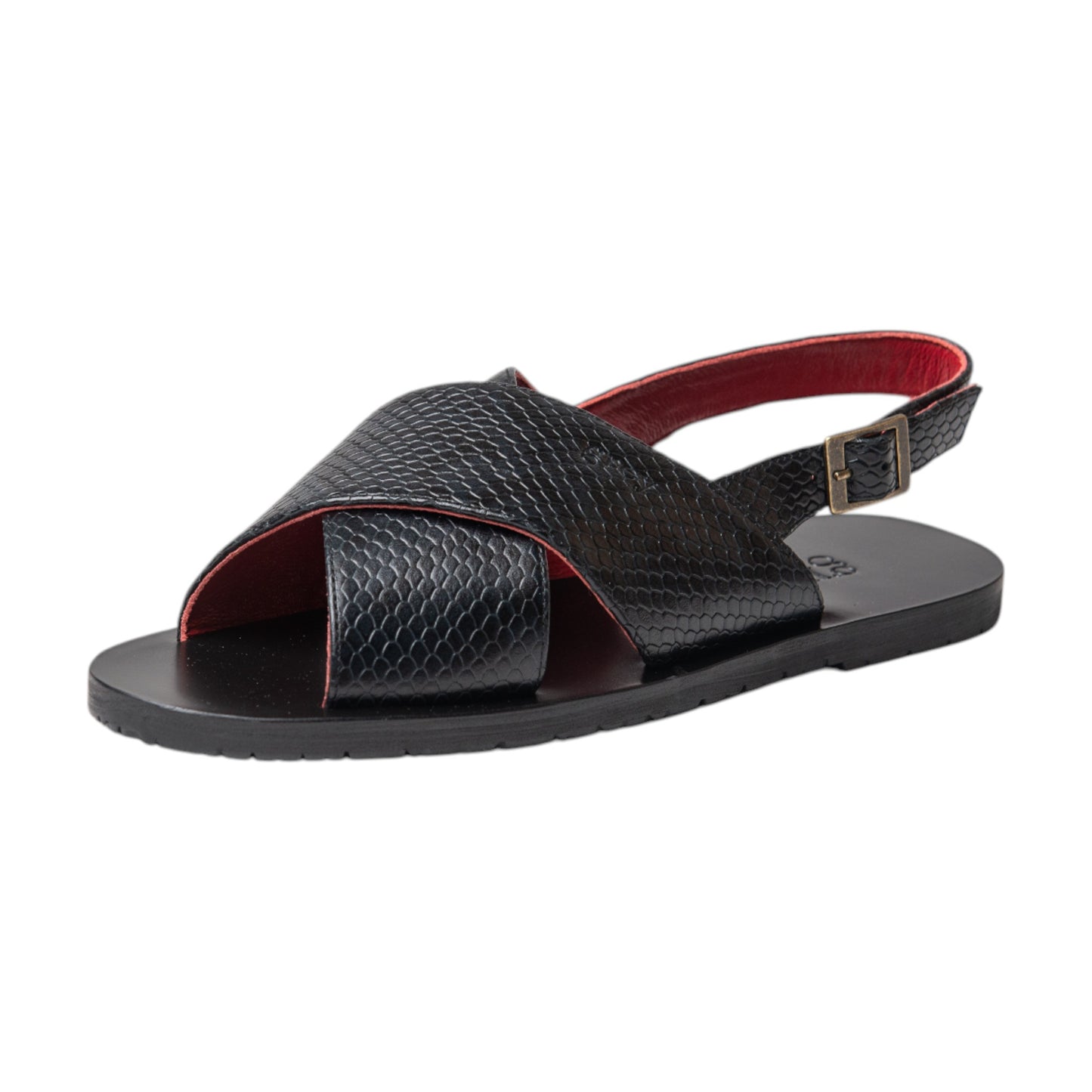 Cross Sandals in Black Animal Prints (Amazon Odette)