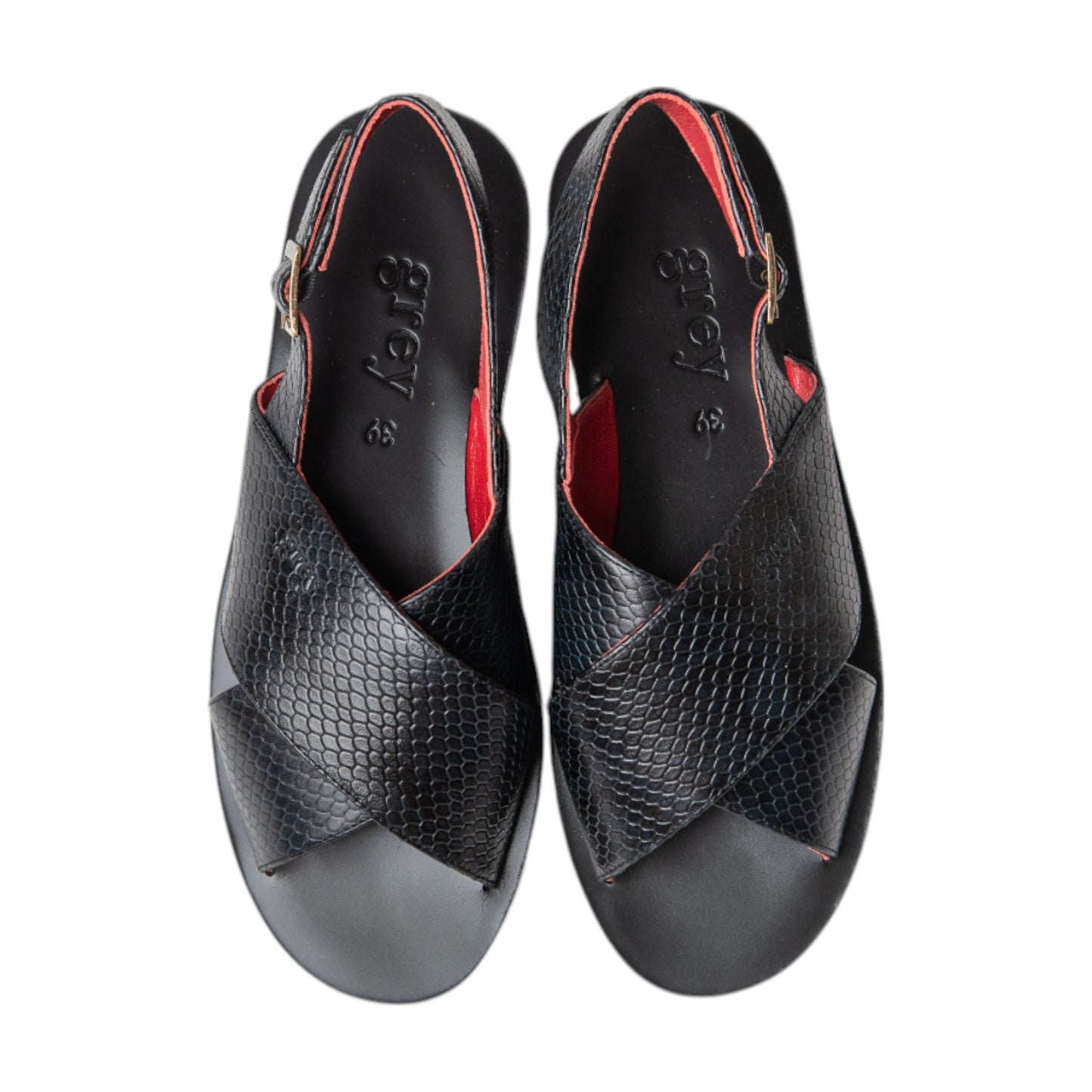 Cross Sandals in Black Animal Prints (Amazon Odette)
