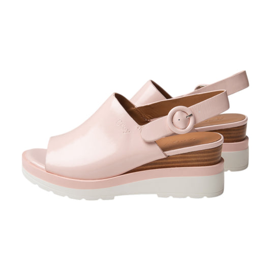 Ankle Sling Back Juliette Platform Wedge in Blush Pink