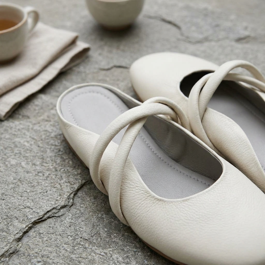 Mamiko Pebbled Leather Mules (Cream) | Pre-Order closes on 30.10.26