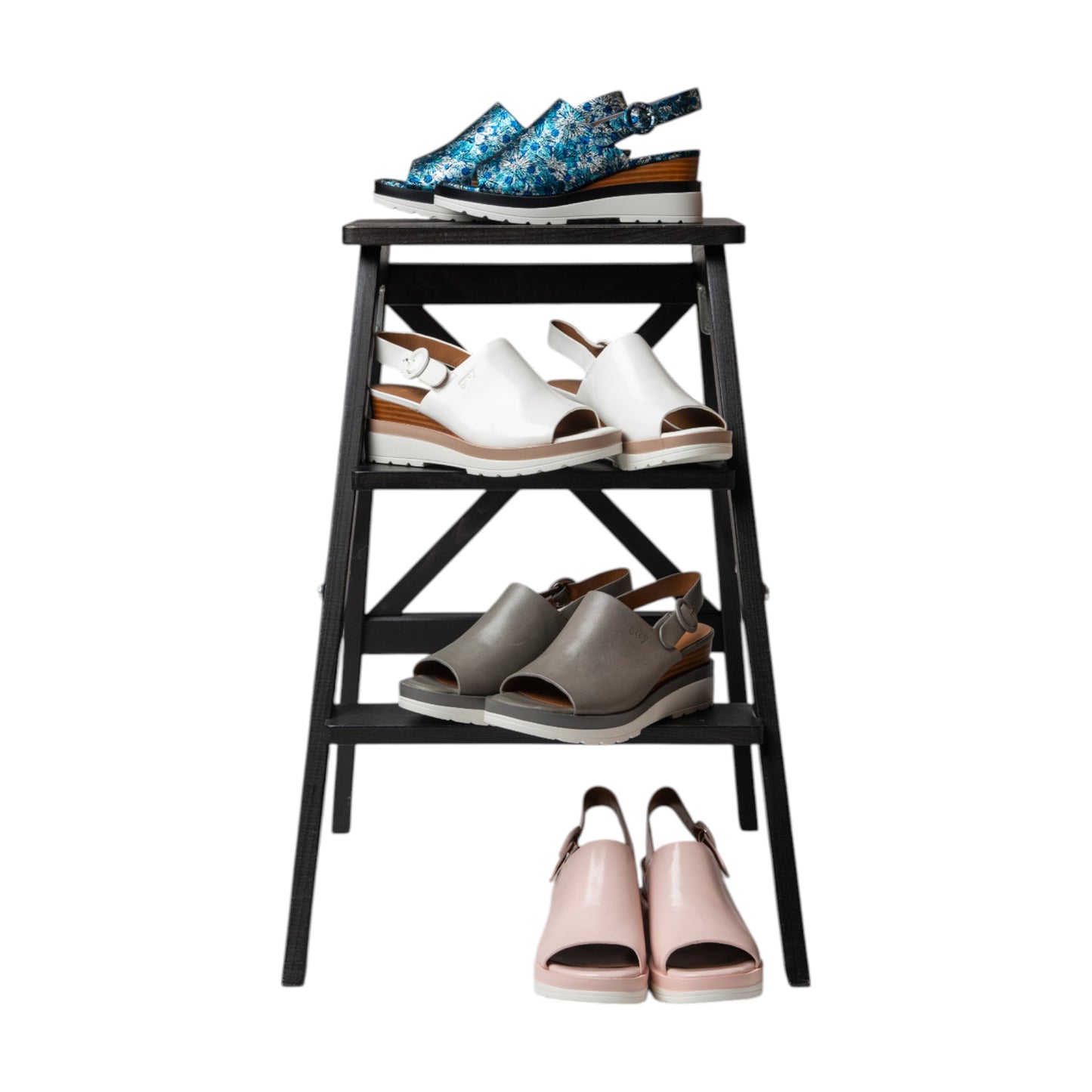 Ankle Sling Back Juliette Platform Wedge in Floral Royal Bloom