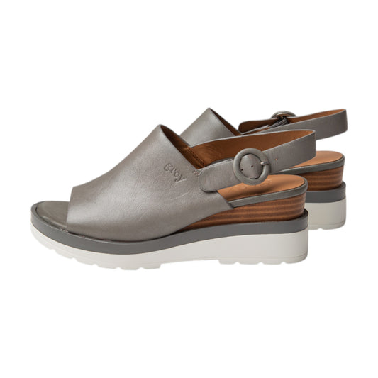 Ankle Sling Back Juliette Platform Wedge in Kangaroo Grey