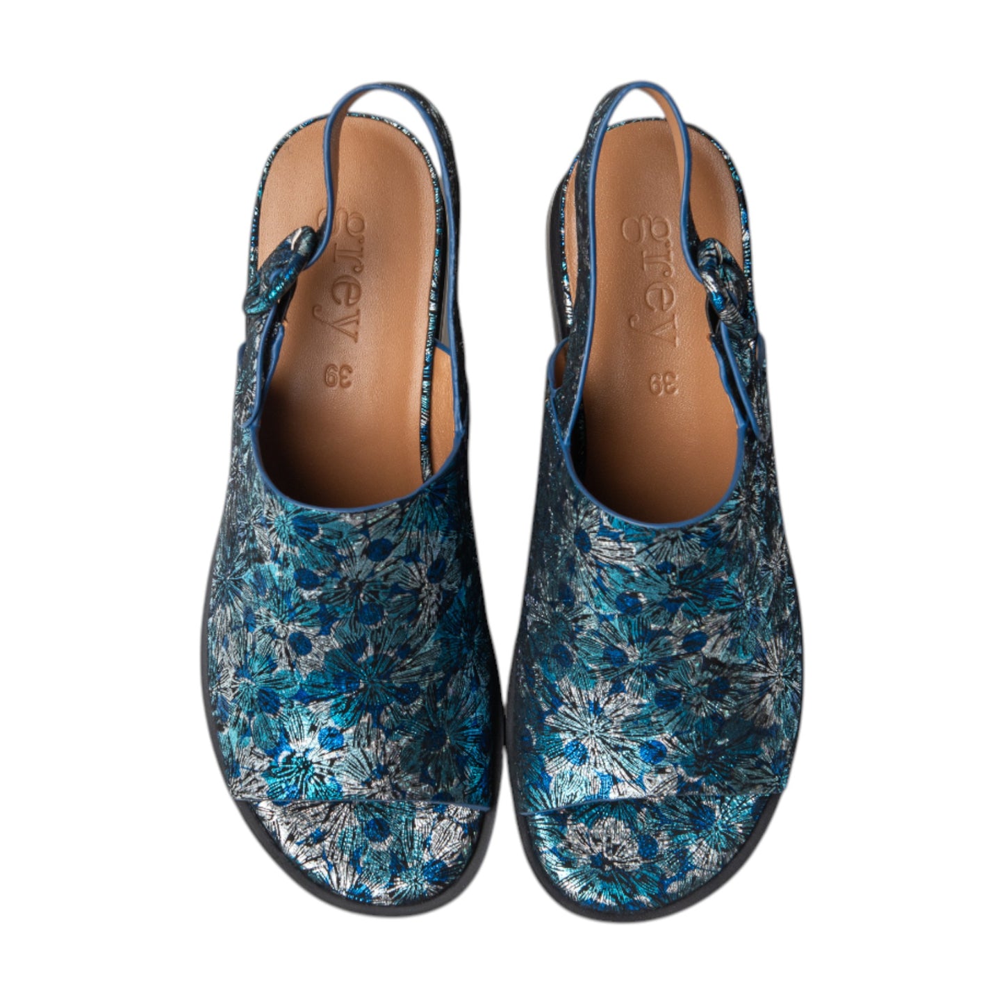 Ankle Sling Back Juliette Platform Wedge in Floral Royal Bloom