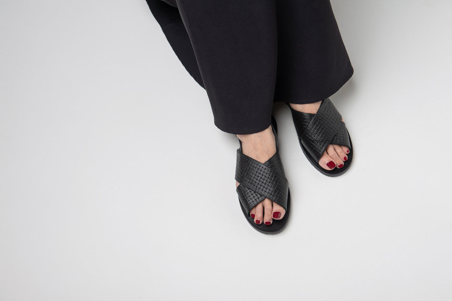 Cross Sandals in October Weave (Black)