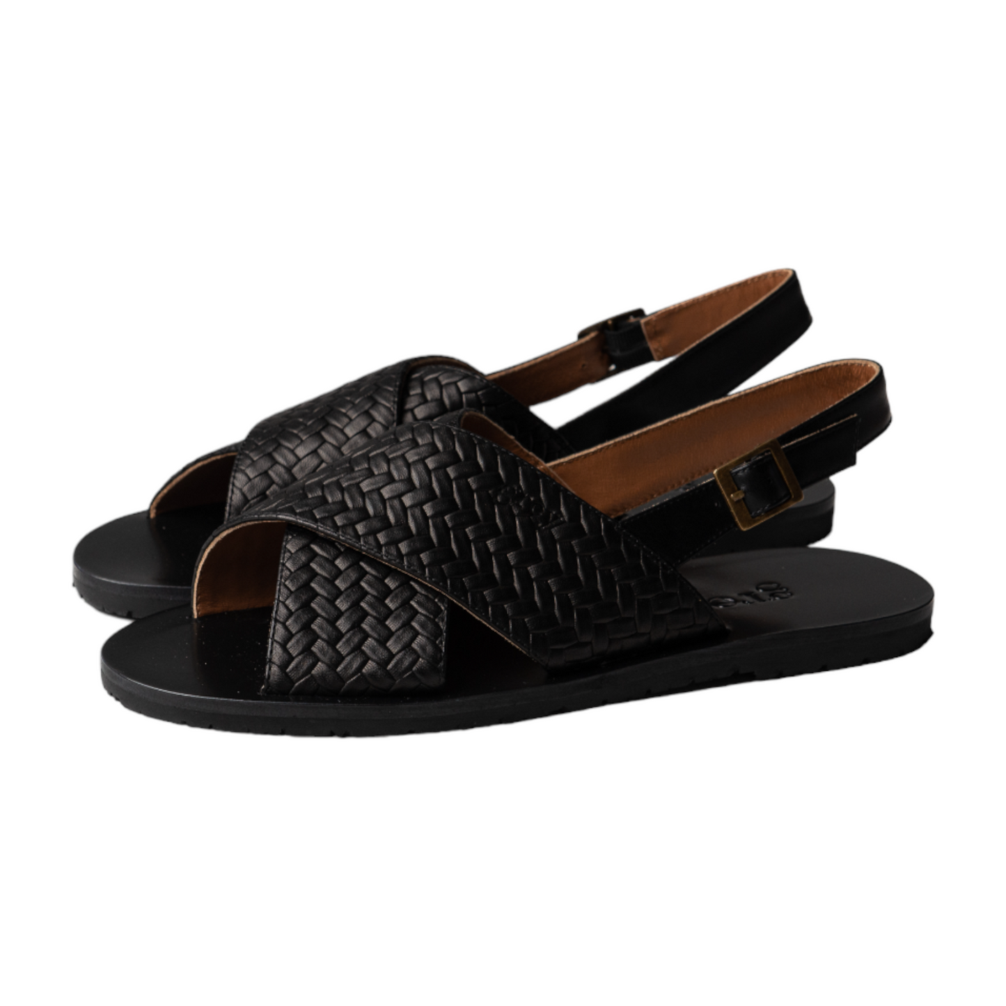 Cross Sandals in Arden Weave (Noir)