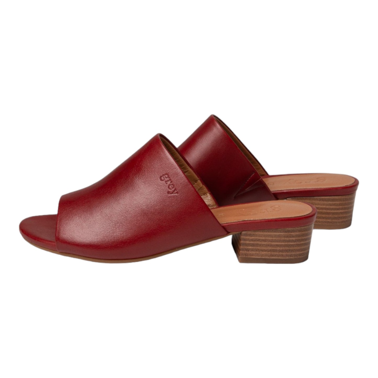 Low Heeled Mule Sandals (Red)