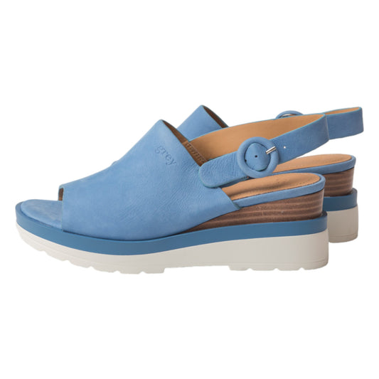 Ankle Sling Back Juliette Platform Wedge in Beach Blue