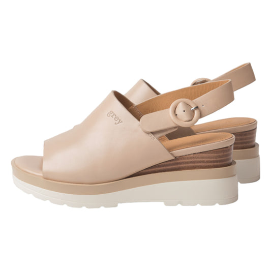 Ankle Sling Back Juliette Platform Wedge in Cream