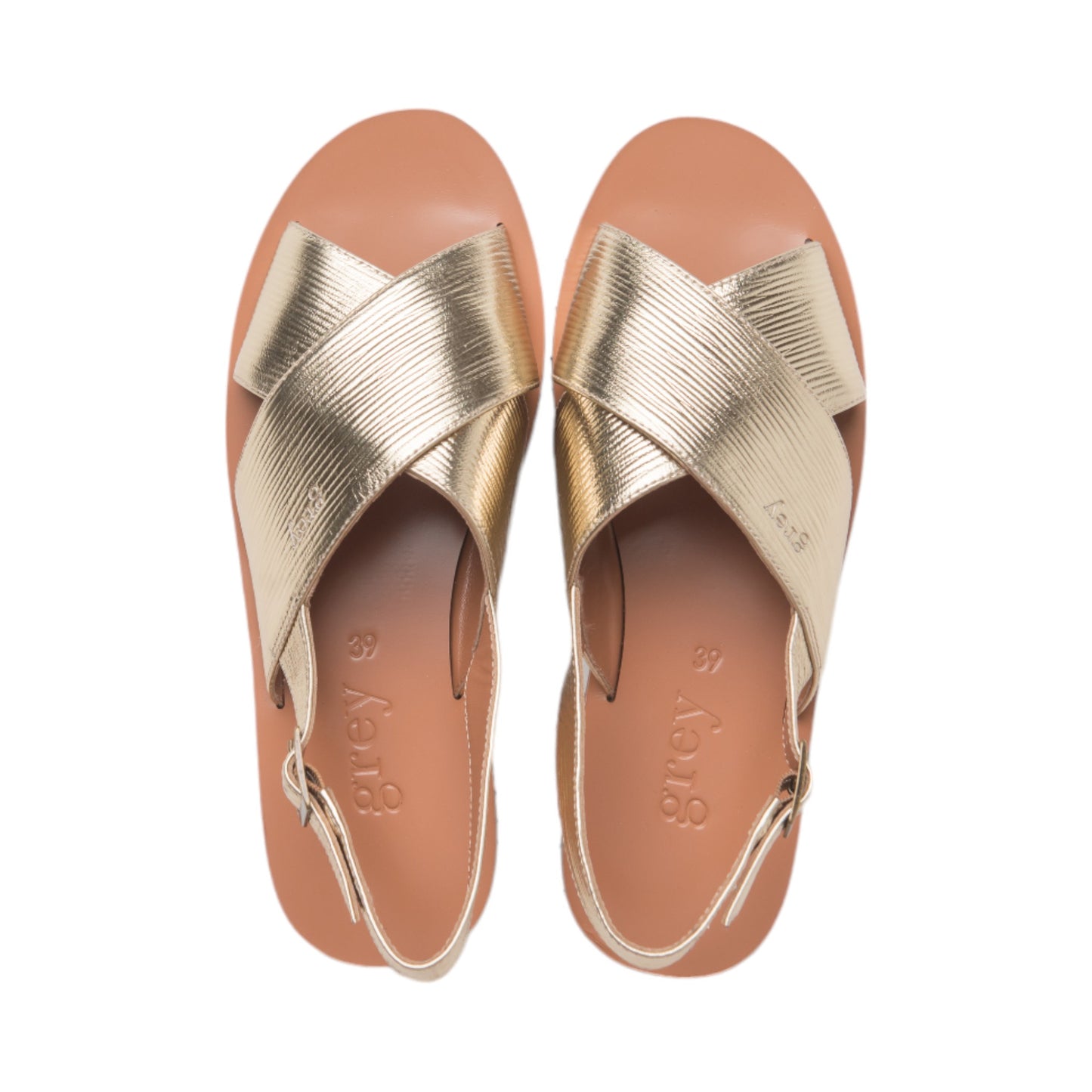 Cross Sandals in Undrey (Textured Gold)