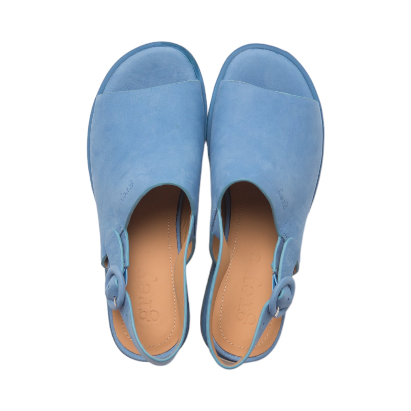 Ankle Sling Back Juliette Platform Wedge in Beach Blue
