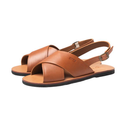 Cross Leather Sandals  in Amber / Abby (Amber)