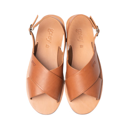 Cross Leather Sandals  in Amber / Abby (Amber)