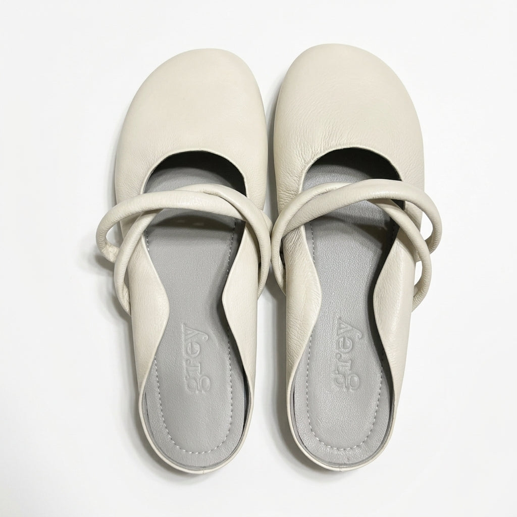 Mamiko Pebbled Leather Mules (Cream) | Pre-Order closes on 30.10.26