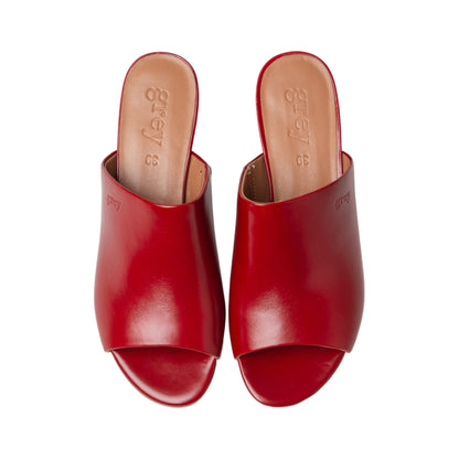 Low Heeled Mule Sandals (Heidi - Burgundy Red)