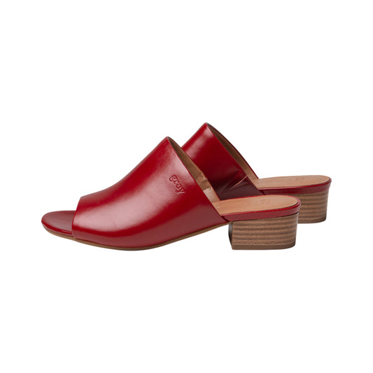Low Heeled Mule Sandals (Heidi - Burgundy Red)