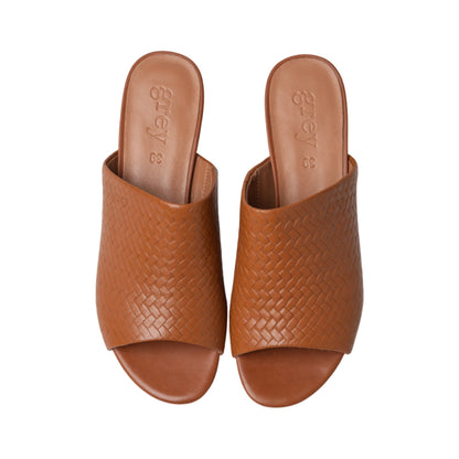 Low Heeled Mule Sandals (Heidi - Marron Weave)
