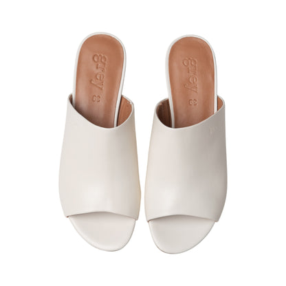 Low Heeled Mule Sandals (Heidi - Sage White)