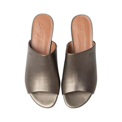 Low Heeled Mule Sandals (Heidi - Titanium)