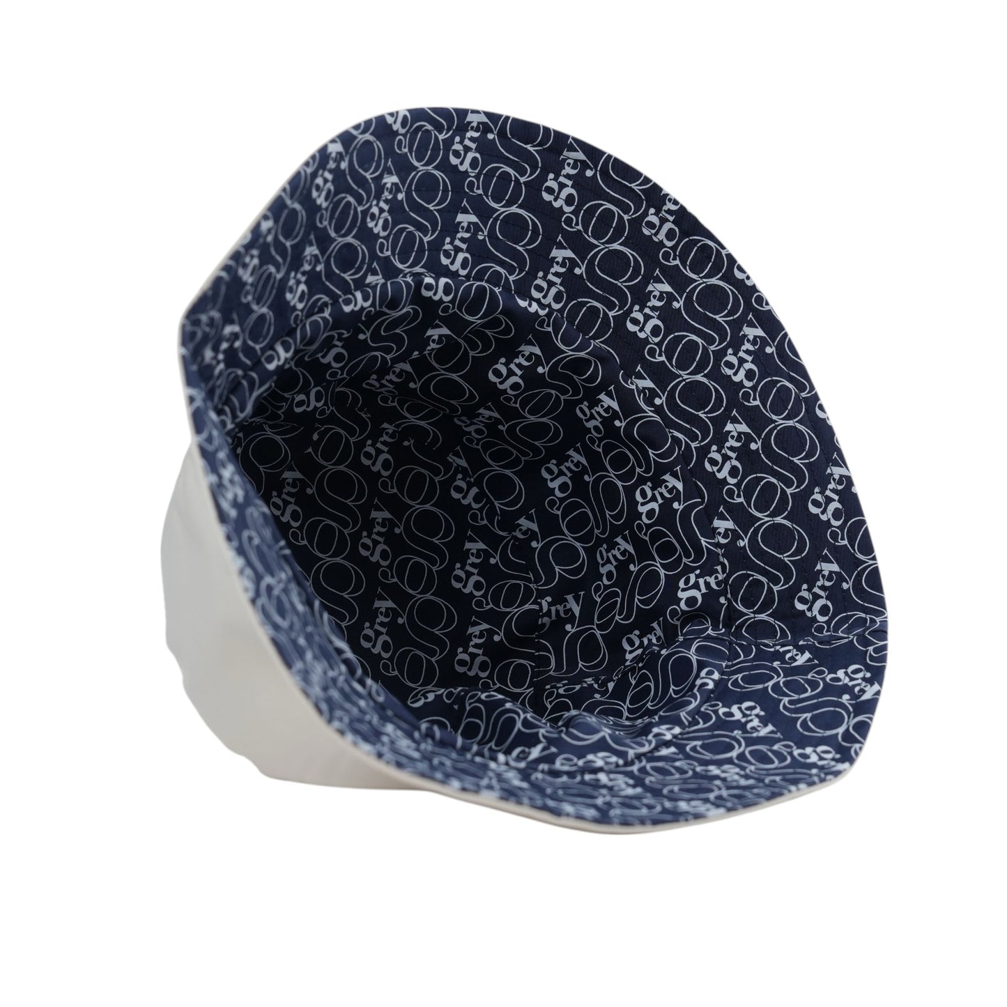 Grey By Ortenhill Avery Reversible Bucket Hat (Beige with Logo on Navy)