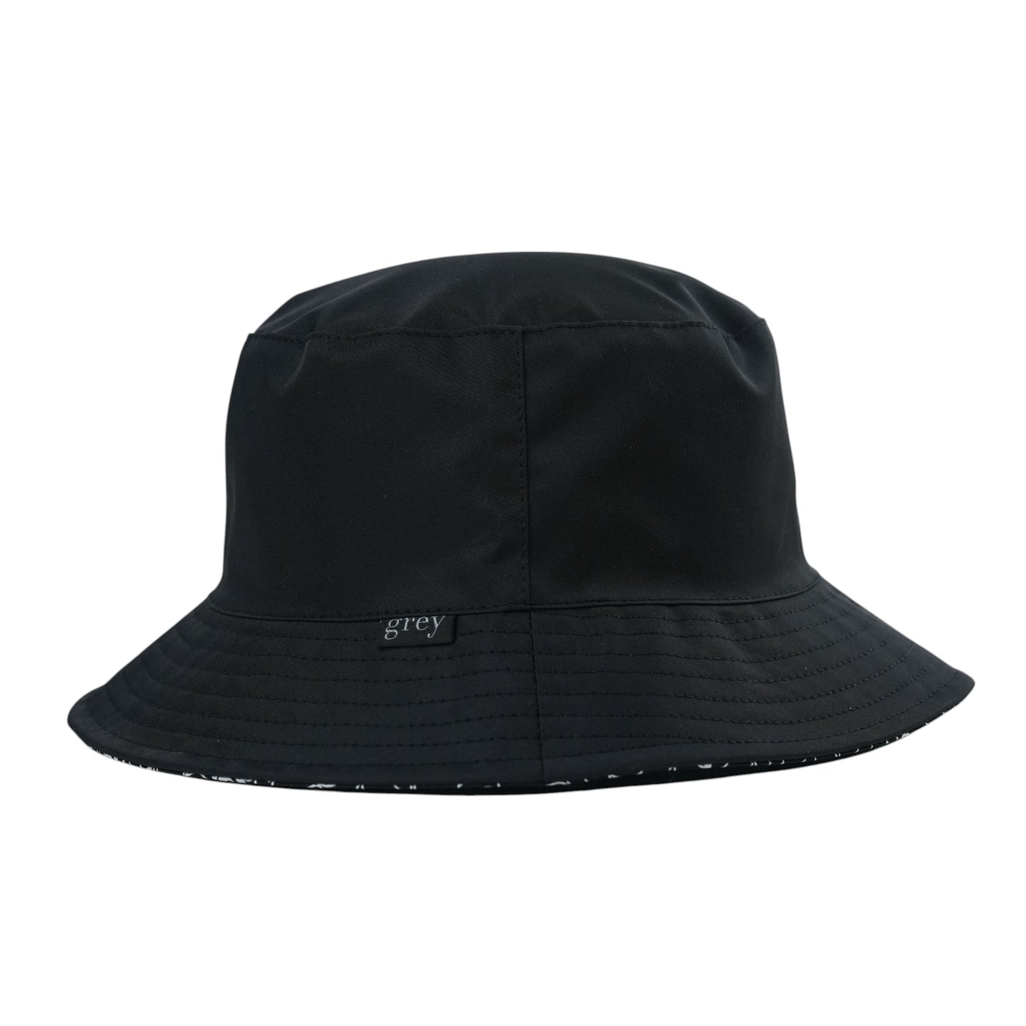Grey By Ortenhill Avery Reversible Bucket Hat (Black with Logo on Black)