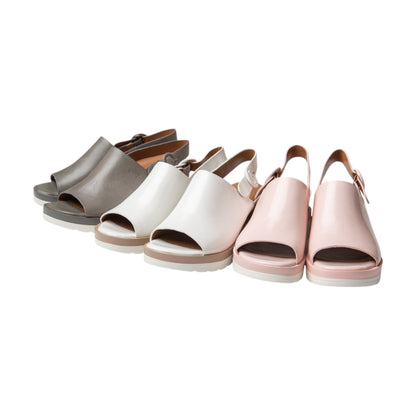 Ankle Sling Back Juliette Platform Wedge in Kangaroo Grey - Grey by Ortenhill
