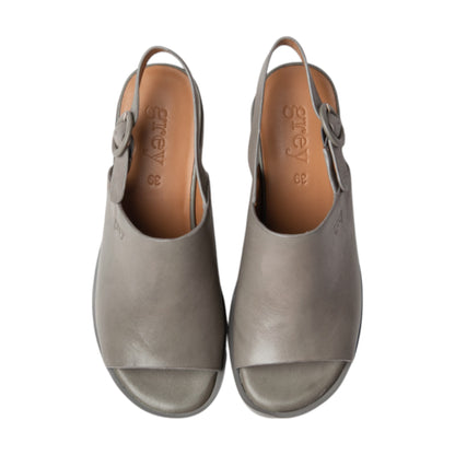 Ankle Sling Back Juliette Platform Wedge in Kangaroo Grey - Grey by Ortenhill