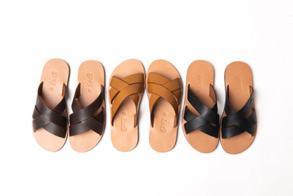 Leadon Leather Slip-On Slides in Canary