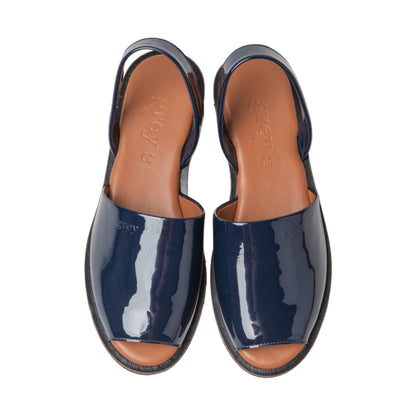 Madison Flats in Patent Dark Blue - Grey by Ortenhill