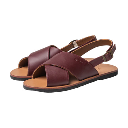 Cross Leather Sandals - Mria / Mrynn (Mahogany - X)