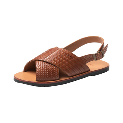 Cross Sandals in Marron Weave - Grey by Ortenhill