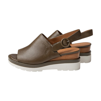 Ankle Sling Back Juliette Platform Wedge in Military