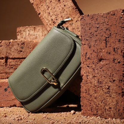 Eva Front Flap Mini Bag - Loden Green - Grey by Ortenhill