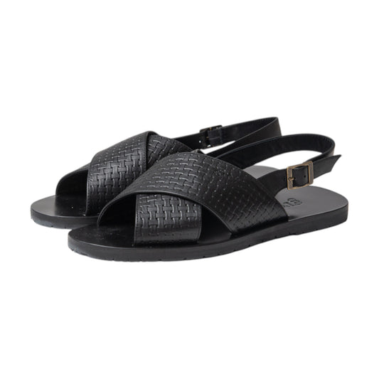 Cross Sandals in October Weave (Black)