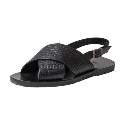 Grey By Ortenhill Cross Textured Leather Sandals - October Weave (Black - X)
