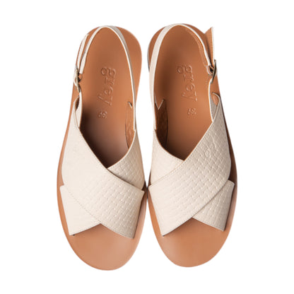 Grey By Ortenhill Cross Textured Leather Sandals - October Weave (Cashmere - X)
