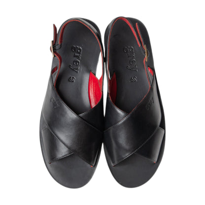 Cross Sandals in Odette / Odo Flats (Odette Black) - Grey by Ortenhill