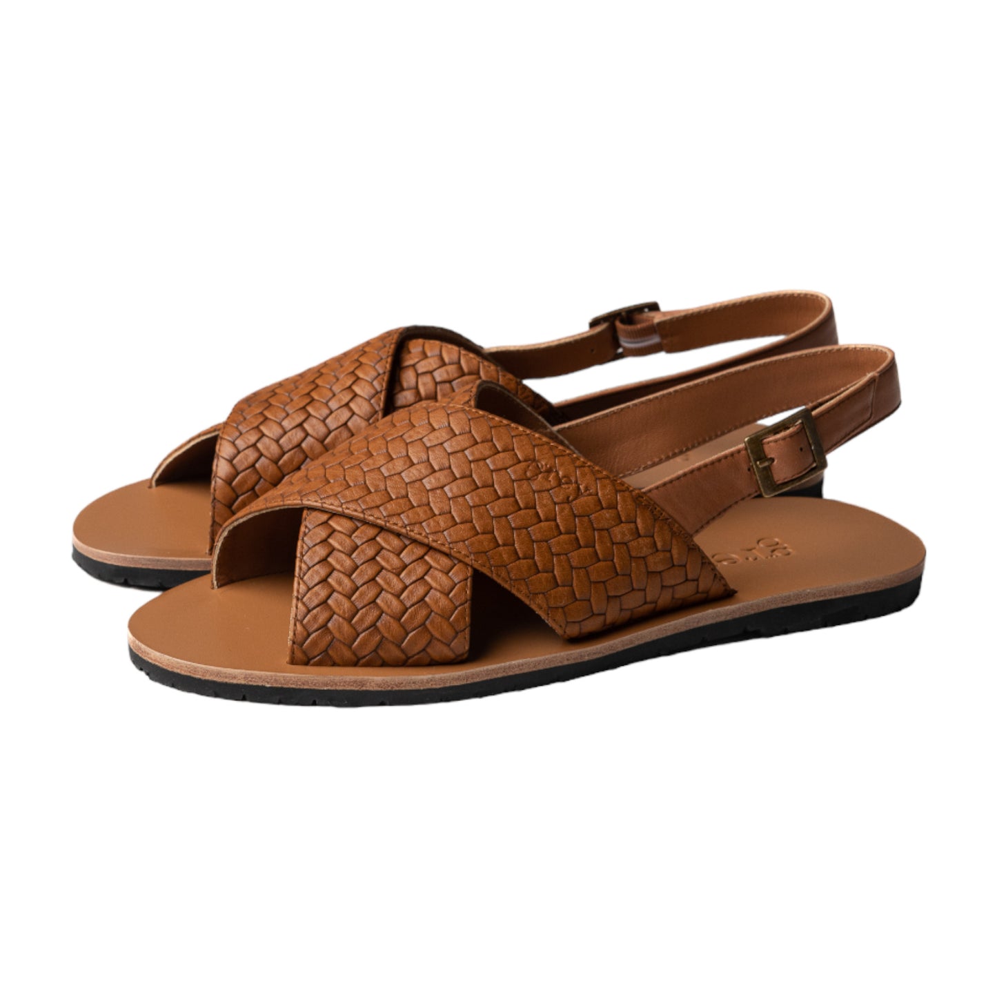 Cross Sandals in Arden Weave (Marron)