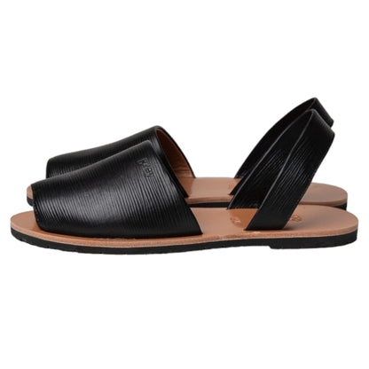 Classic Textured Leather Sandals - Undrey (Textured Black)