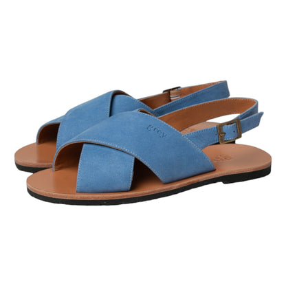 Cross Sandals in Bea / Blu (Beach Blue) - Grey by Ortenhill