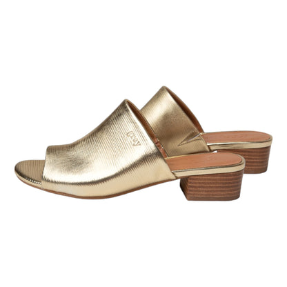 Low Heeled Mule Sandals (Undrey Gold) - Grey by Ortenhill