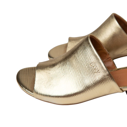 Low Heeled Mule Sandals (Undrey Gold) - Grey by Ortenhill