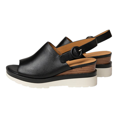 Ankle Sling Back Juliette Platform Wedge in Black - Grey by Ortenhill