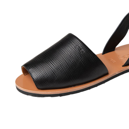 Classic Textured Leather Sandals - Undrey (Textured Black)