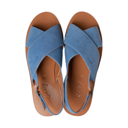 Cross Sandals in Bea / Blu (Beach Blue) - Grey by Ortenhill