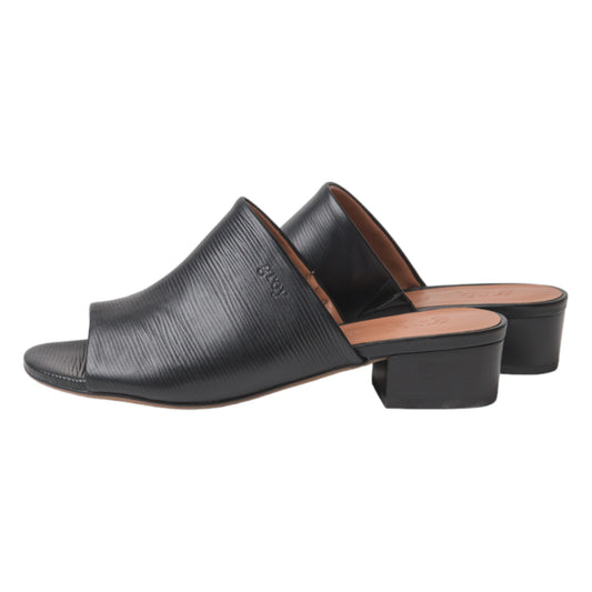 Low Heeled Mule Sandals (Heidi - Undrey Black)