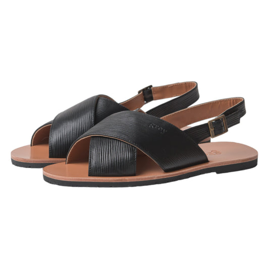 Cross Sandals in Undrey (Textured Black)