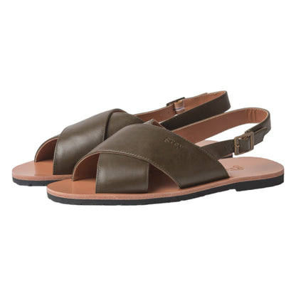 Cross Sandals in Rianna / Rio (Resort Green) - Grey by Ortenhill