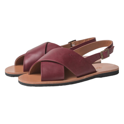 Cross Sandals in Winslet / Windsor (Wine) - Grey by Ortenhill