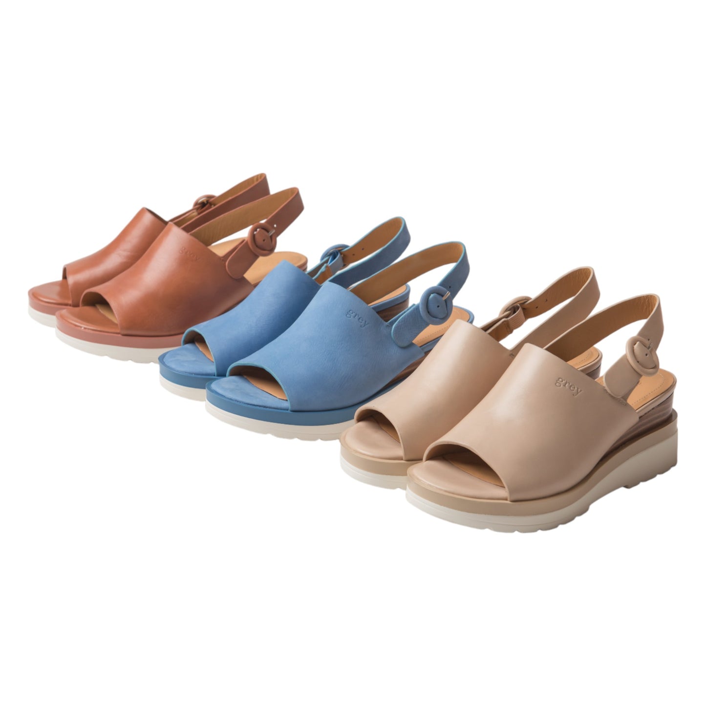 Ankle Sling Back Juliette Platform Wedge in Brandy