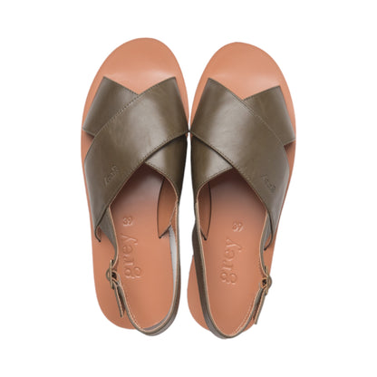 Cross Sandals in Rianna / Rio (Resort Green) - Grey by Ortenhill